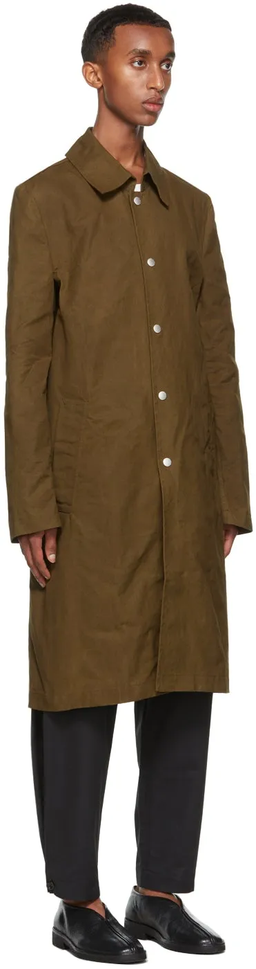 3MAN Khaki Slim Snap Trench Coat