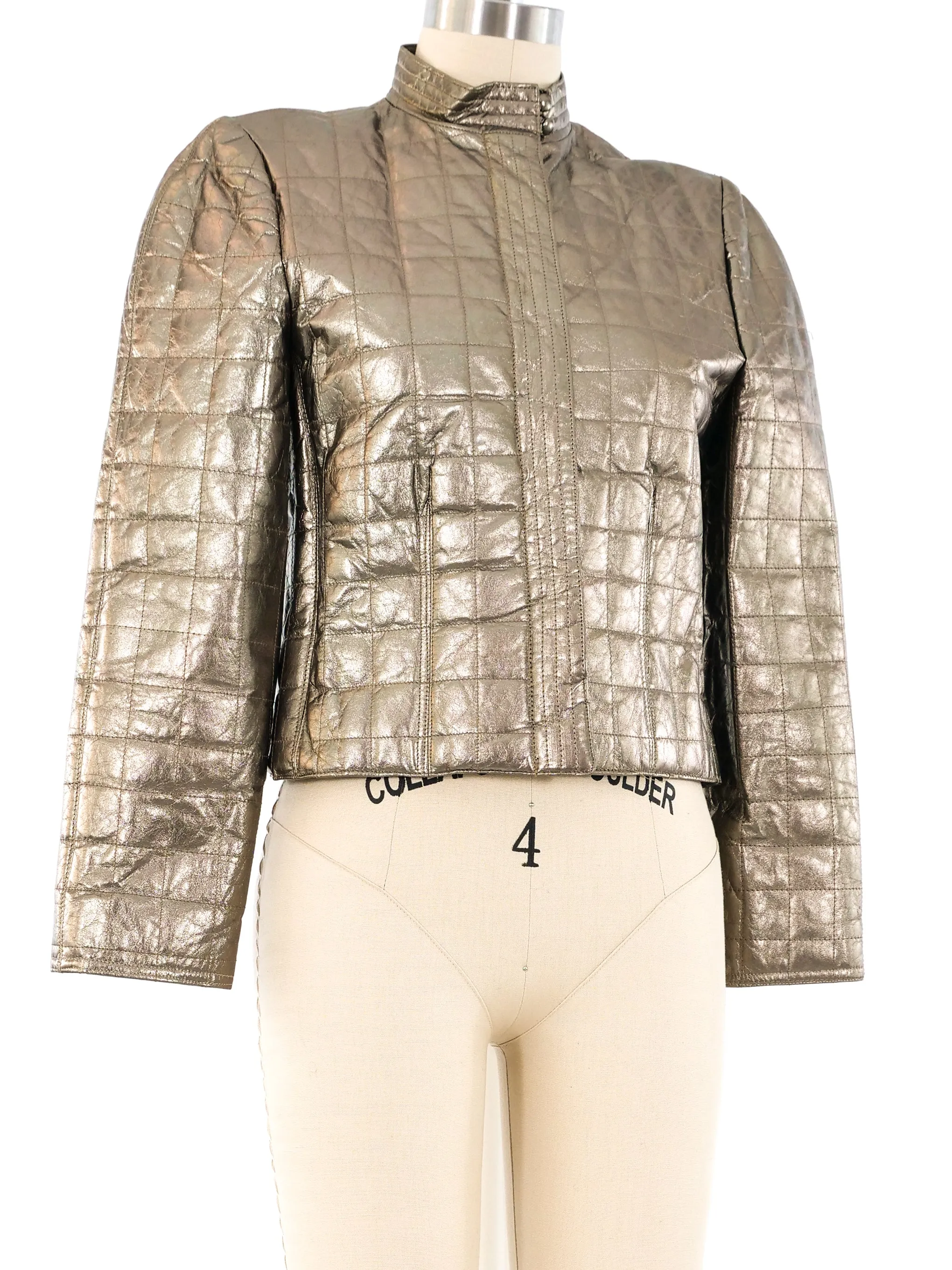 Adele Simpson Metallic Quilted Crop Jacket