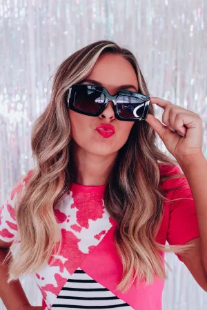 Ani Acetate Fashion Sunglasses - Black/Amber
