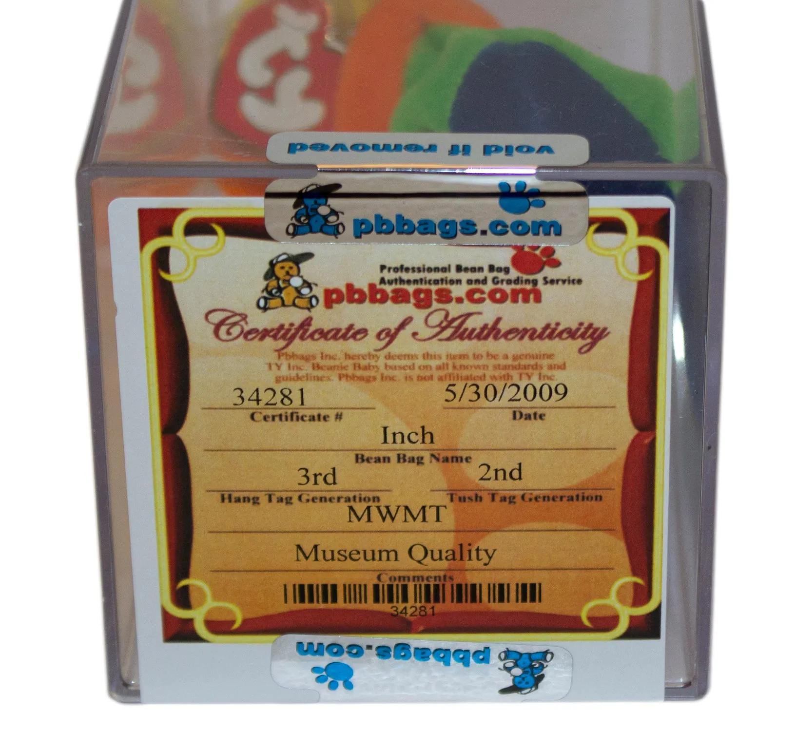 Authenticated Beanie Baby: 3rd Generation Inch the Worm