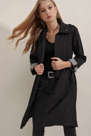 BGD Women Belted Trench Coat - Black - Avondale