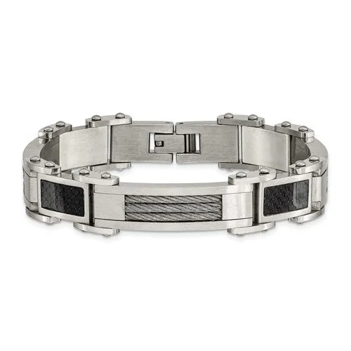 Black Carbon Fiber Inlay Bracelet