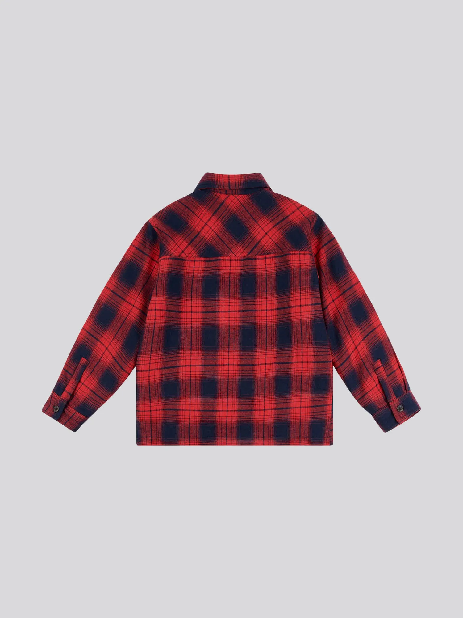Boys Check Lined Shacket in Haute Red