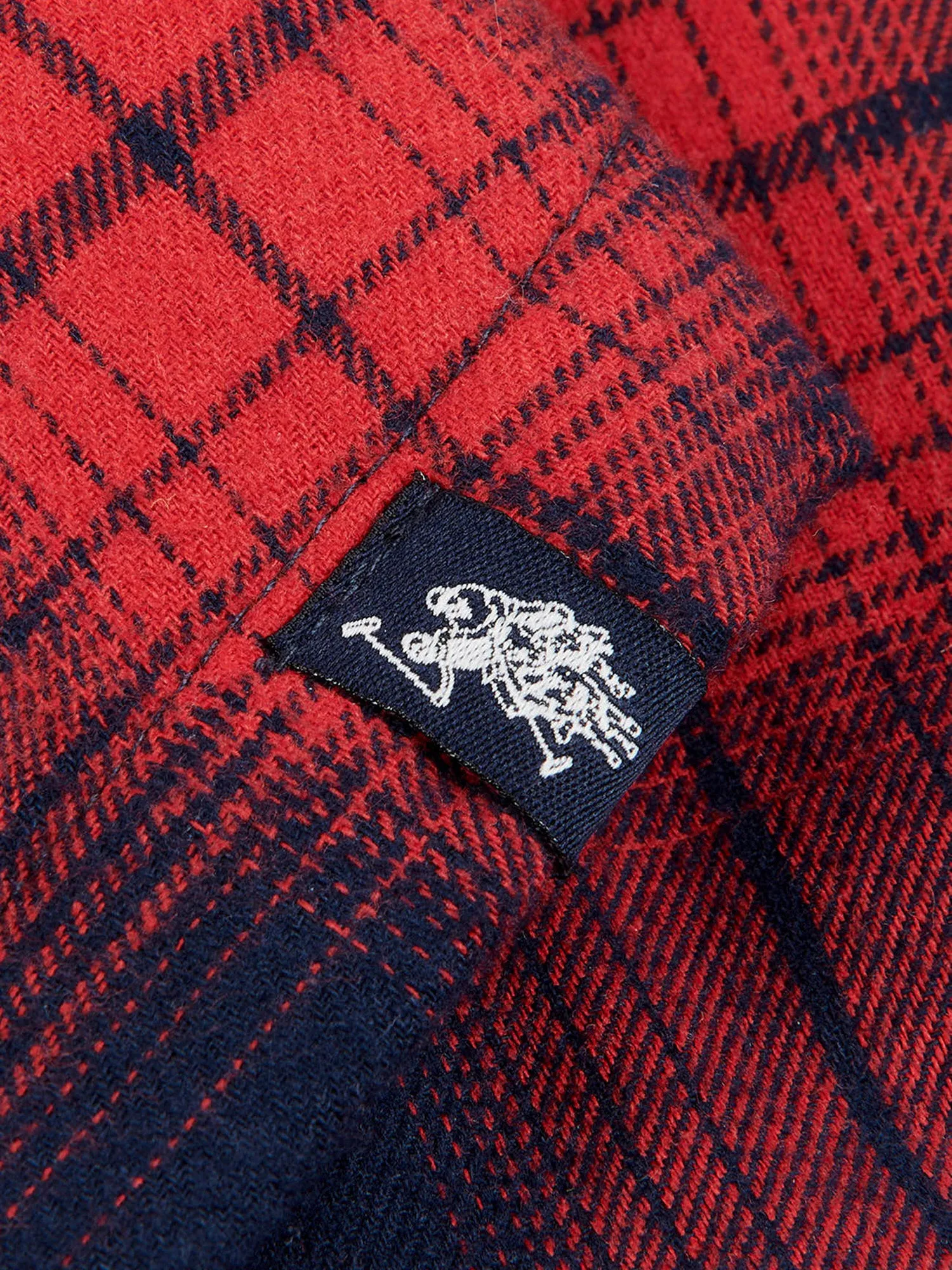 Boys Check Lined Shacket in Haute Red