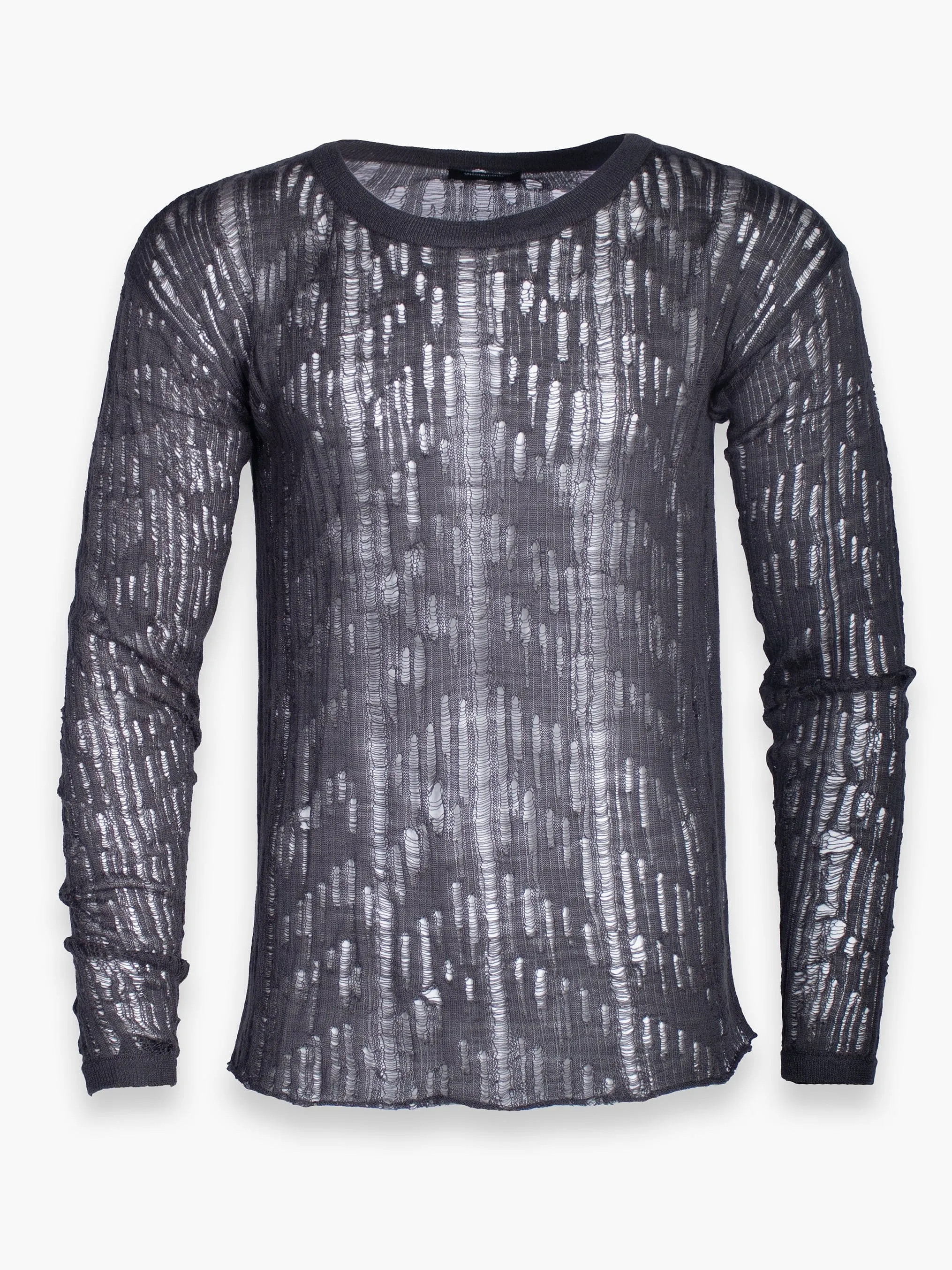 Charcoal Grey Distressed Jumper