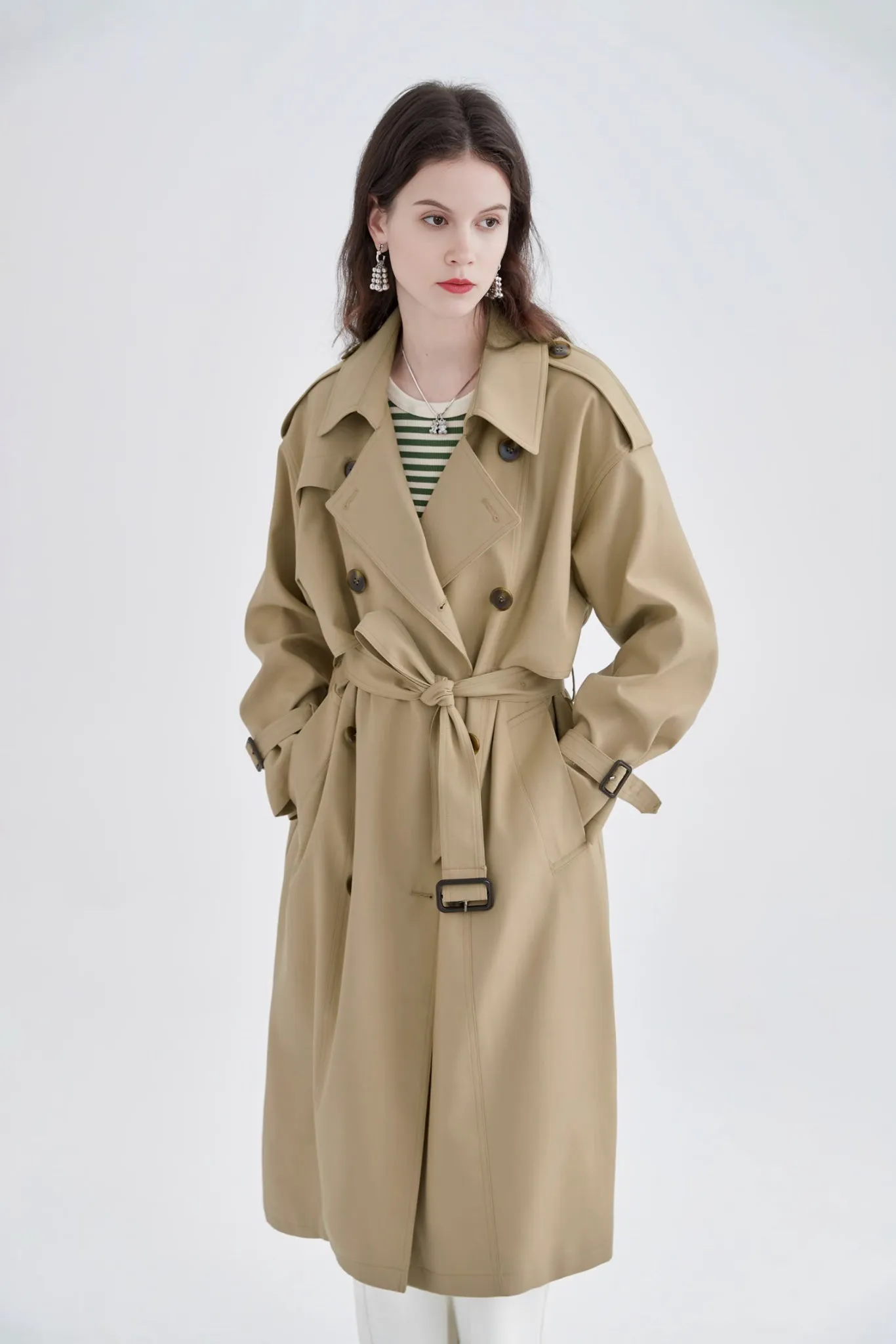 Classic Double Breasted Womens Trench Coat