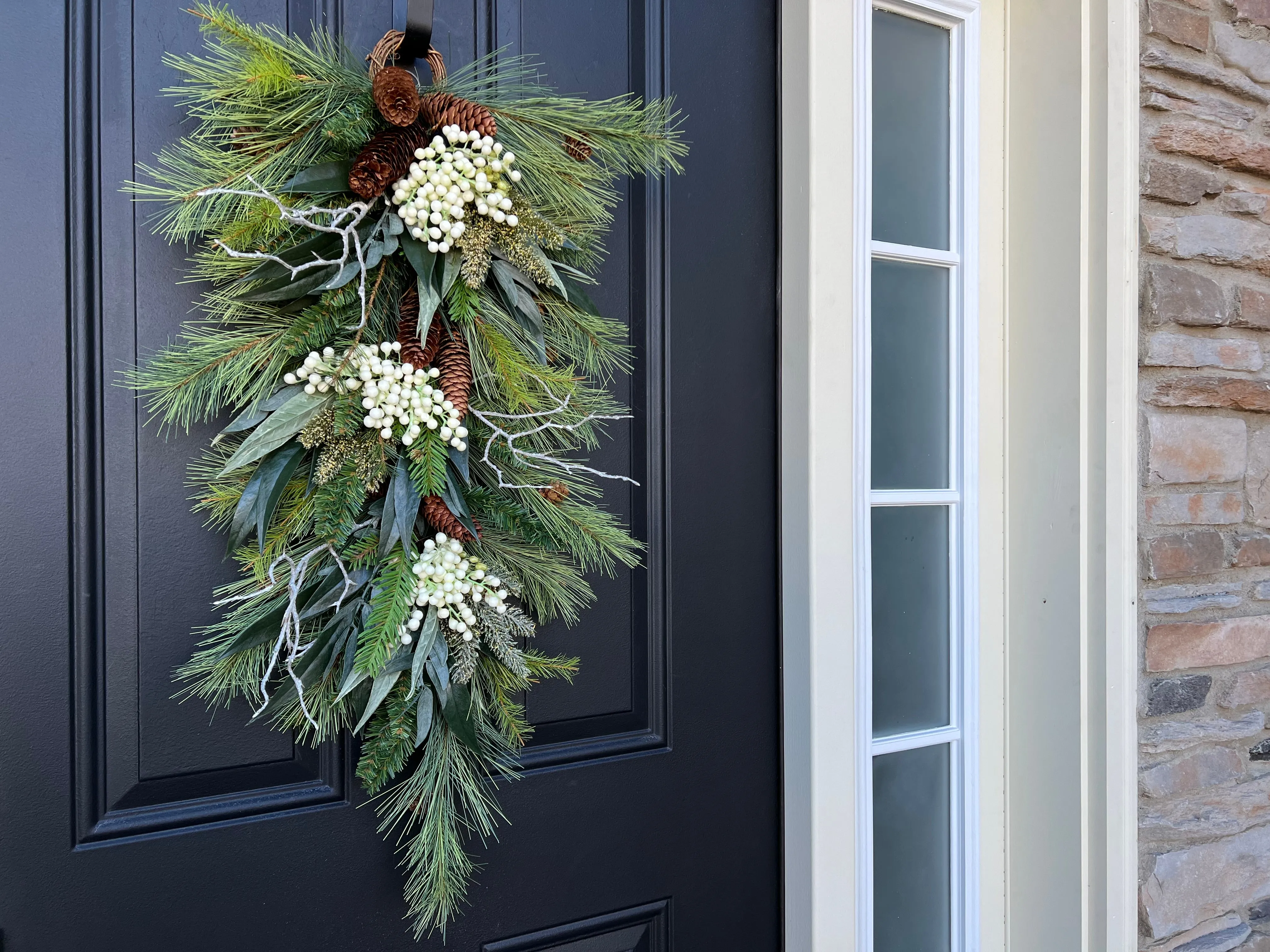 Country Christmas Teardrop Swag Wreath for the Winter Season