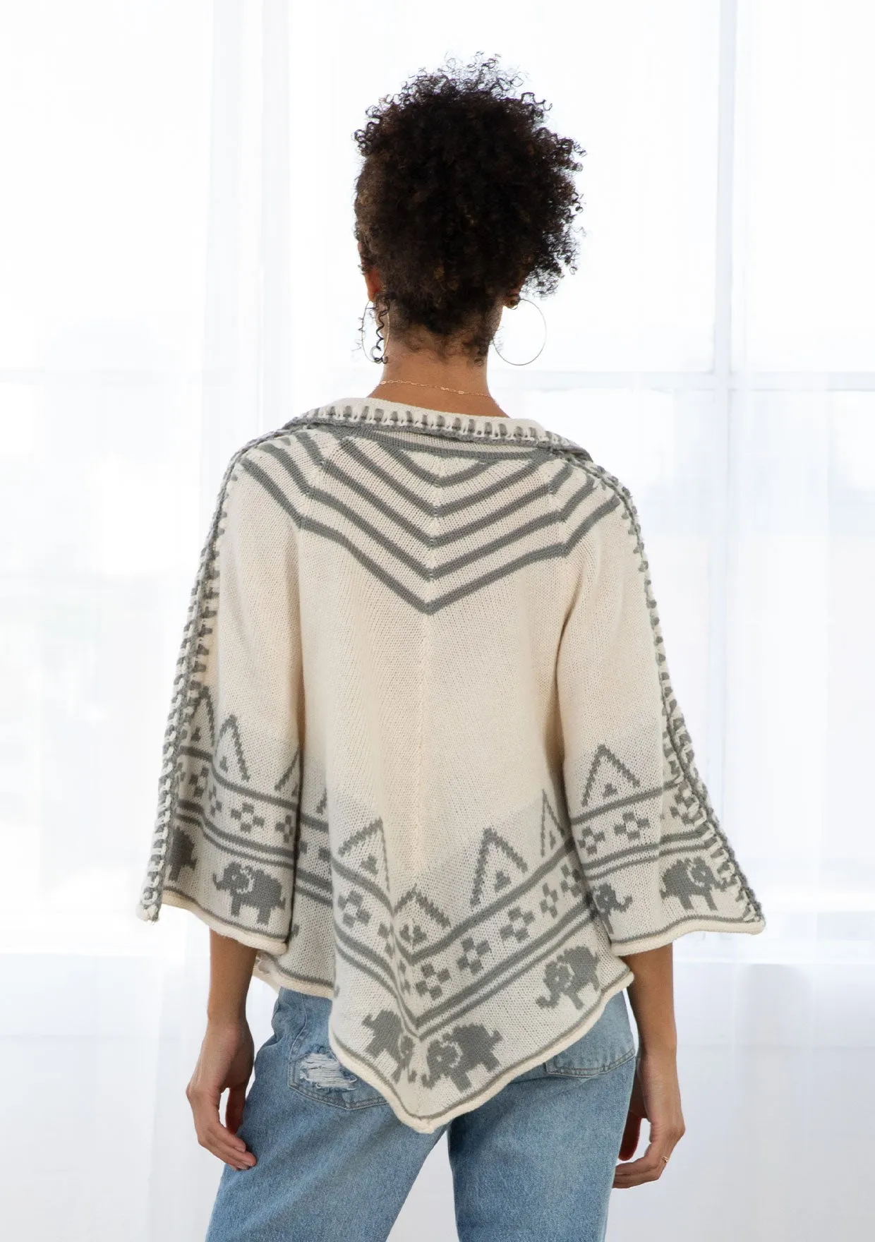Cozy Western Patterned Pullover Poncho