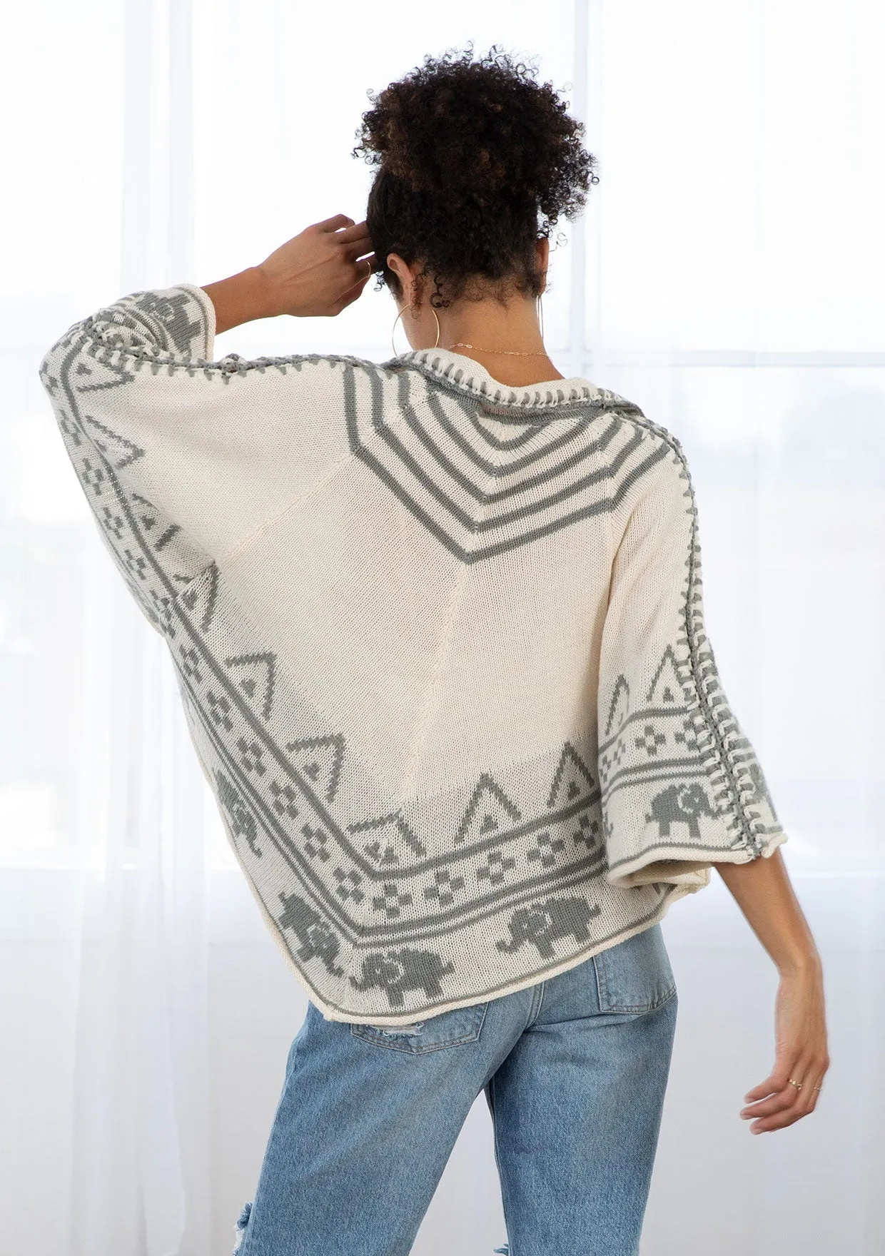 Cozy Western Patterned Pullover Poncho