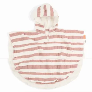 Done by Deer Bath Poncho GOTS Stripes Powder