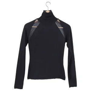 Emilio Pucci Black Wool Lace Inset Turtleneck Sweater - S