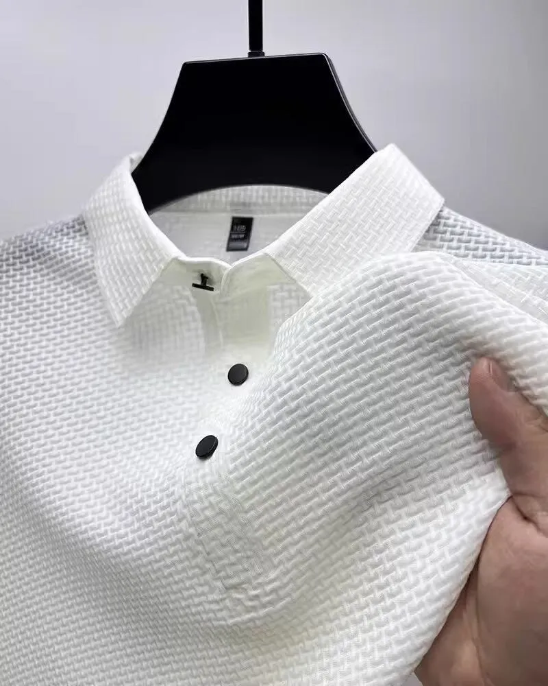 Flip collar T-shirt for men's short sleeved business casual T-shirt for men's Polo shirt