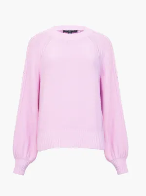 French Connection Lily Cable Sleeve Jumper - Bubblegum