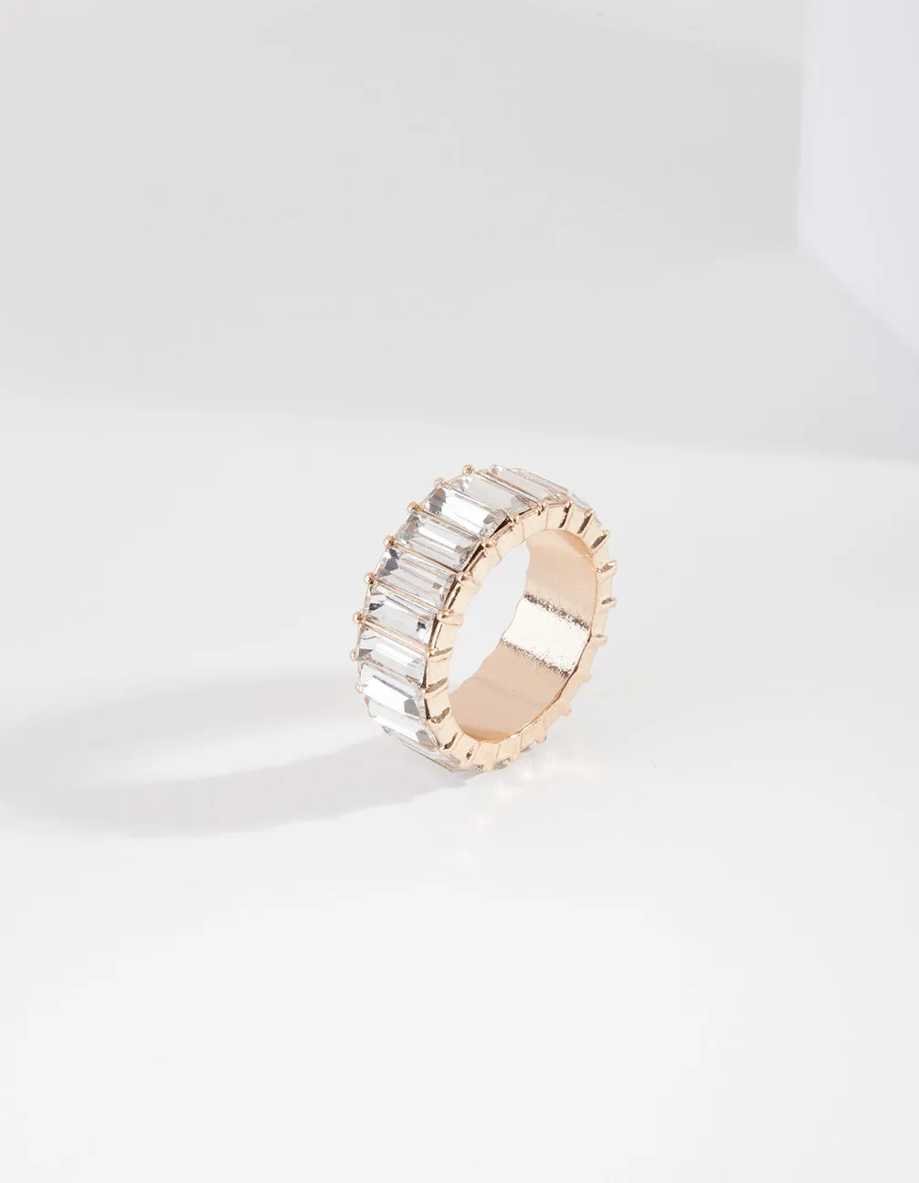 Gold Crystal Baguette Ring
