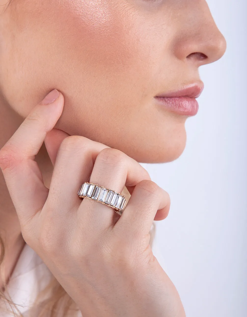 Gold Crystal Baguette Ring
