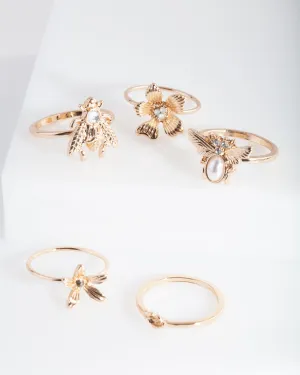 Gold Floral Ring Pack