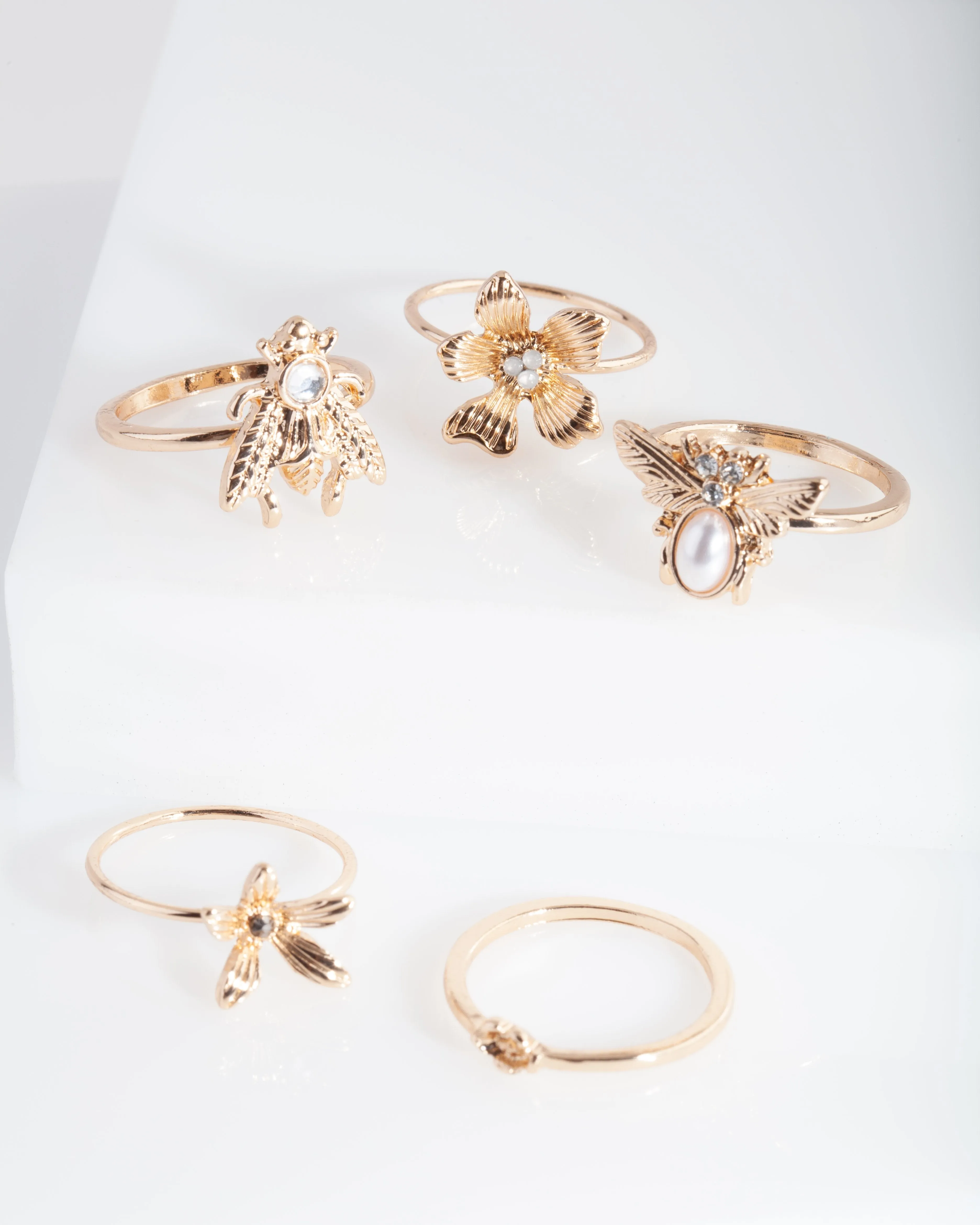 Gold Floral Ring Pack