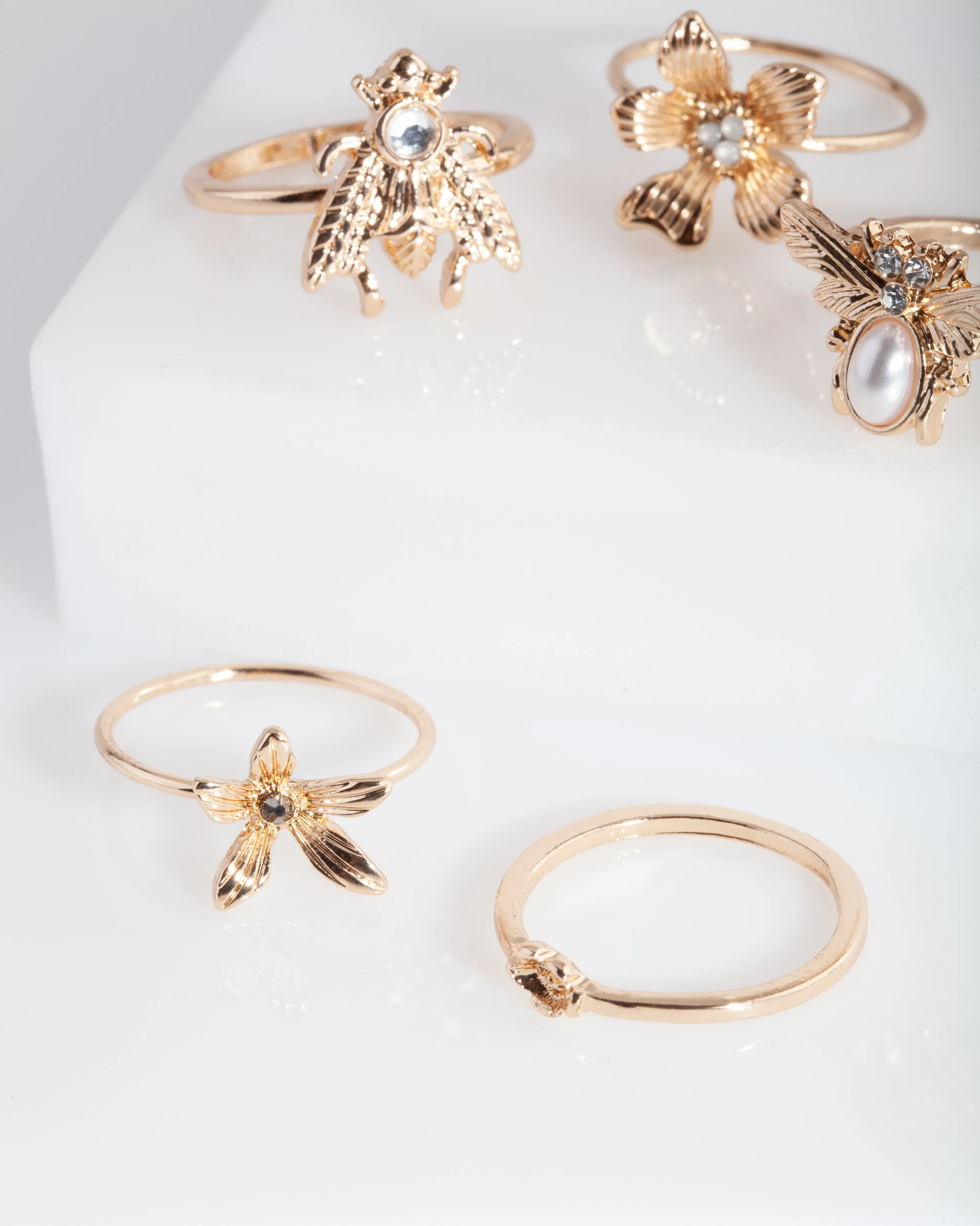 Gold Floral Ring Pack