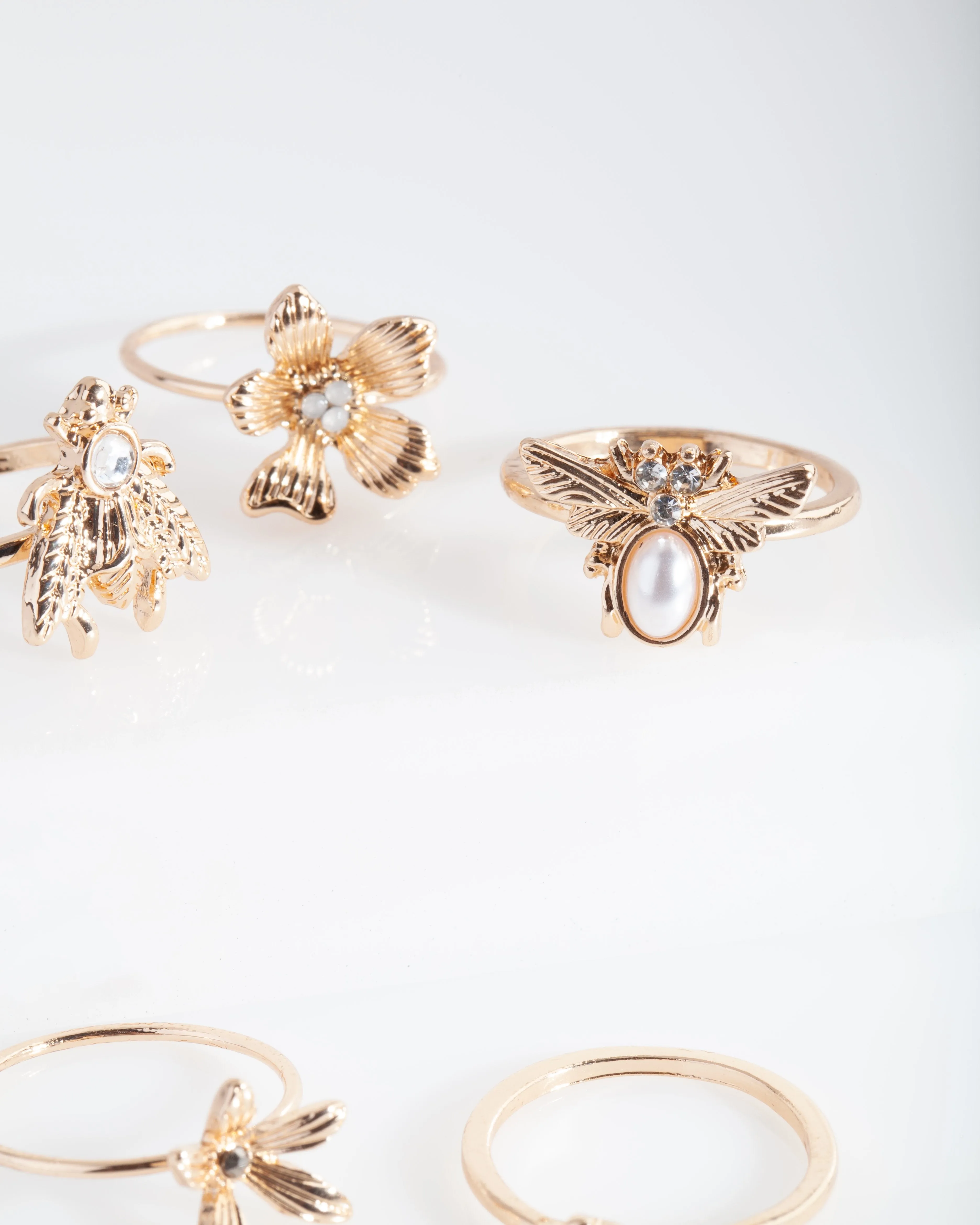 Gold Floral Ring Pack