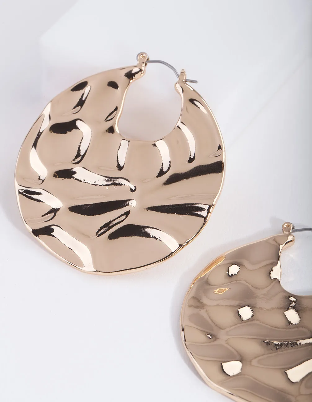 Gold Hammered Disc Earrings