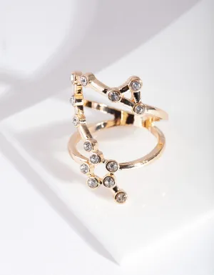 Gold "Pisces" Star Sign Ring