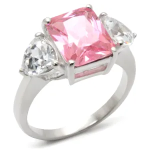 High-Polished 925 Sterling Silver Ring with AAA Grade CZ in Rose for Women Style 34101