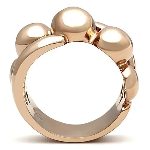 IP Rose Gold(Ion Plating) Brass Ring with No Stone for Women Style GL158