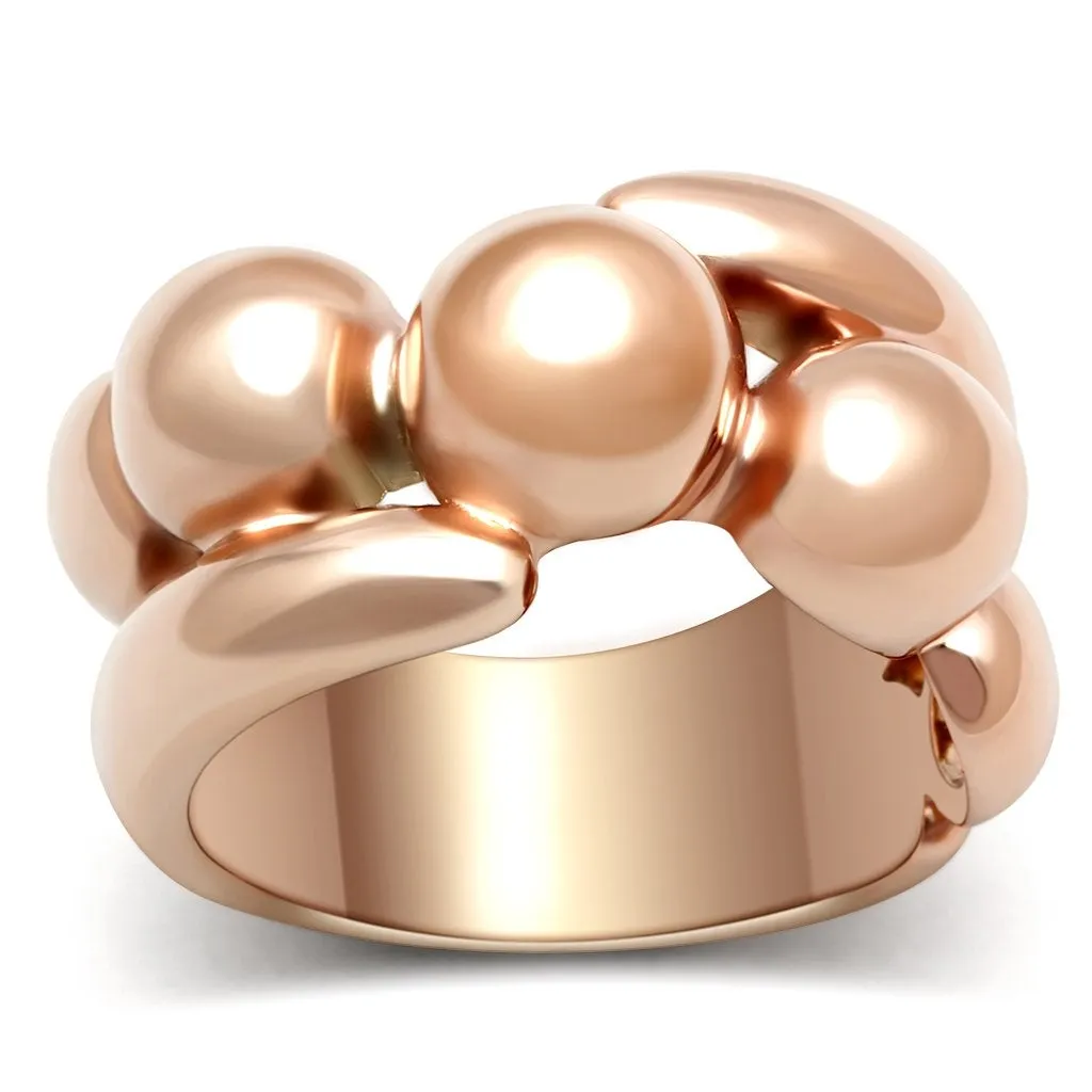 IP Rose Gold(Ion Plating) Brass Ring with No Stone for Women Style GL158