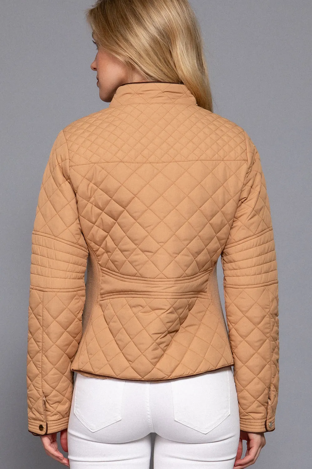 Khanomak Quilted Padding Jacket With Suede Piping Detail