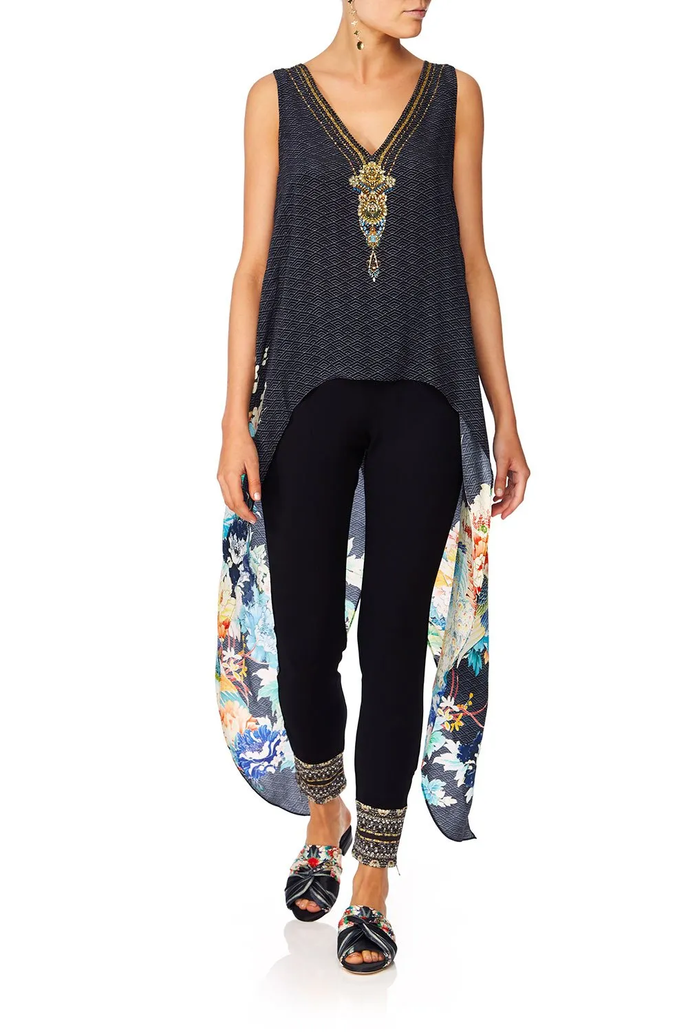 LEGGINGS WITH CONTRAST CUFF AND ZIP MIDNIGHT MOONCHILD