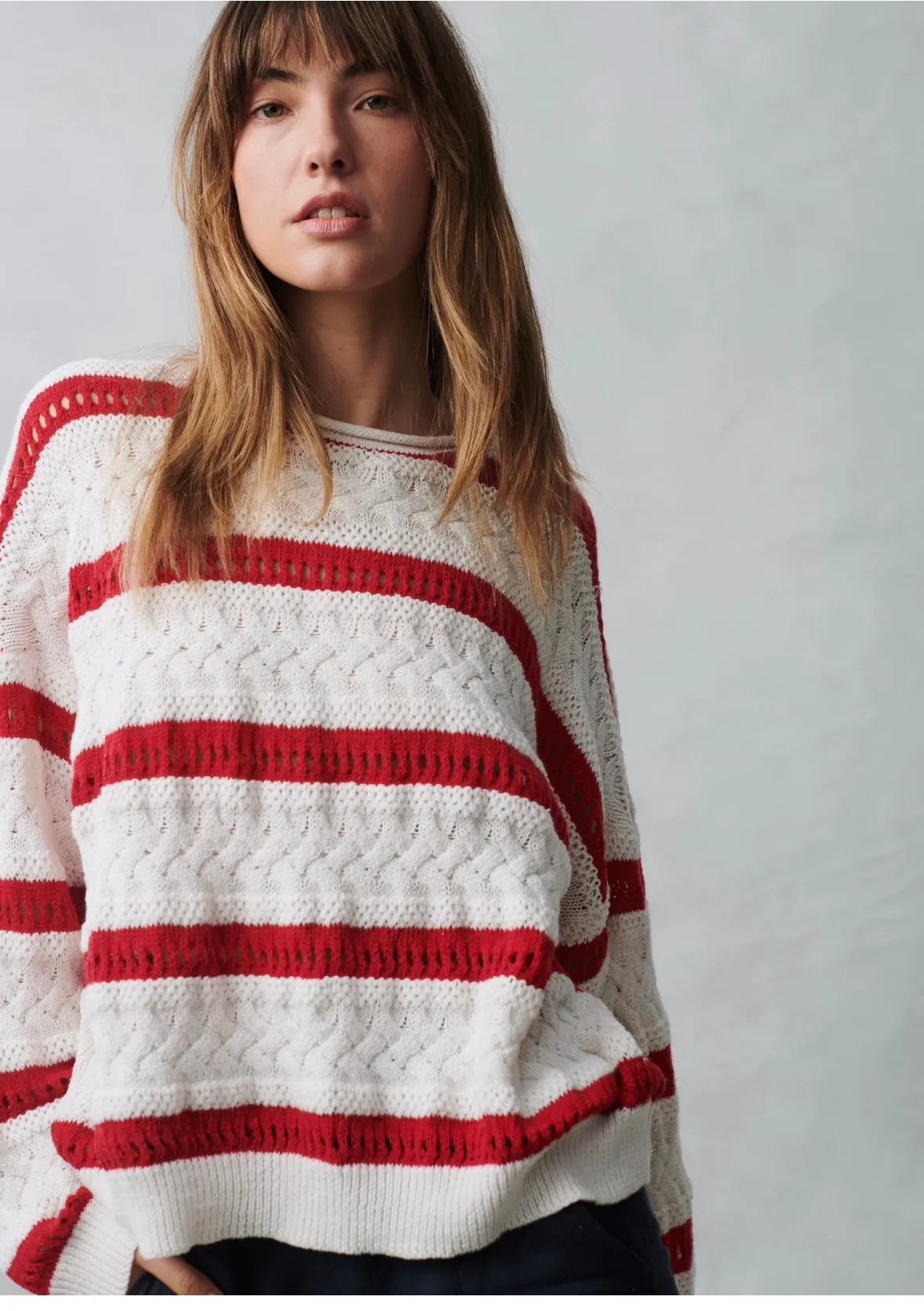 Little Lies Arty Jumper - red and white stripe
