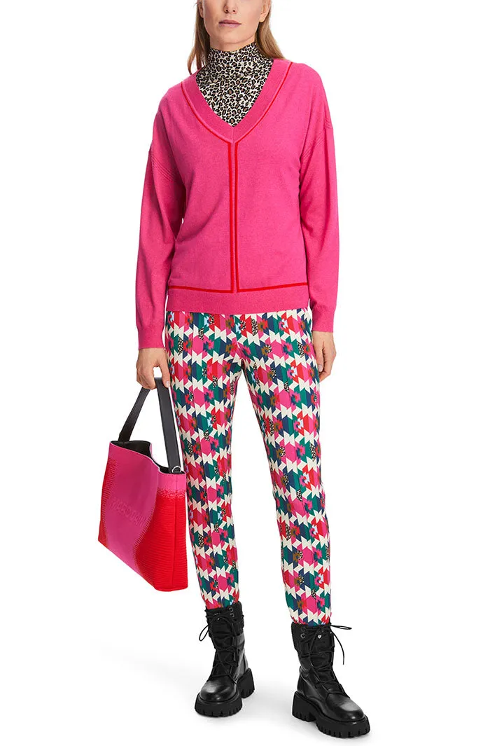 Marc Cain Sports V-Neck Jumper Dragon Fruit Pink XS 41.24 M80 244