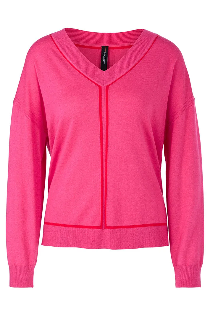 Marc Cain Sports V-Neck Jumper Dragon Fruit Pink XS 41.24 M80 244
