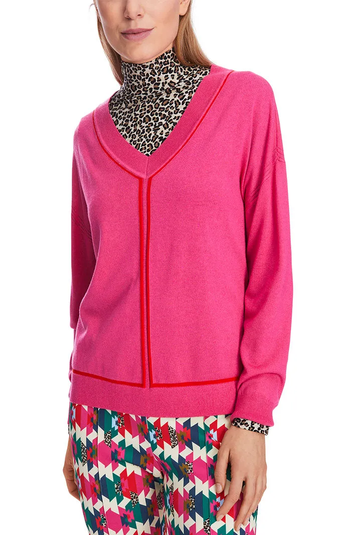 Marc Cain Sports V-Neck Jumper Dragon Fruit Pink XS 41.24 M80 244