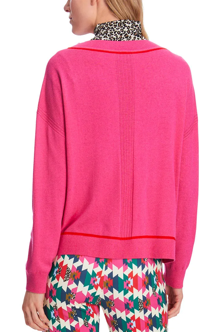 Marc Cain Sports V-Neck Jumper Dragon Fruit Pink XS 41.24 M80 244