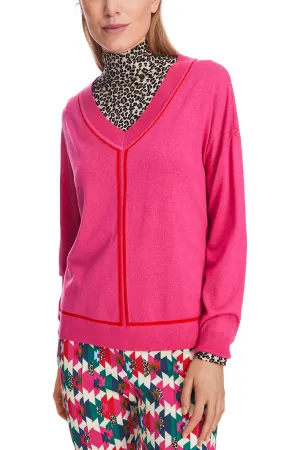 Marc Cain Sports V-Neck Jumper Dragon Fruit Pink XS 41.24 M80 244