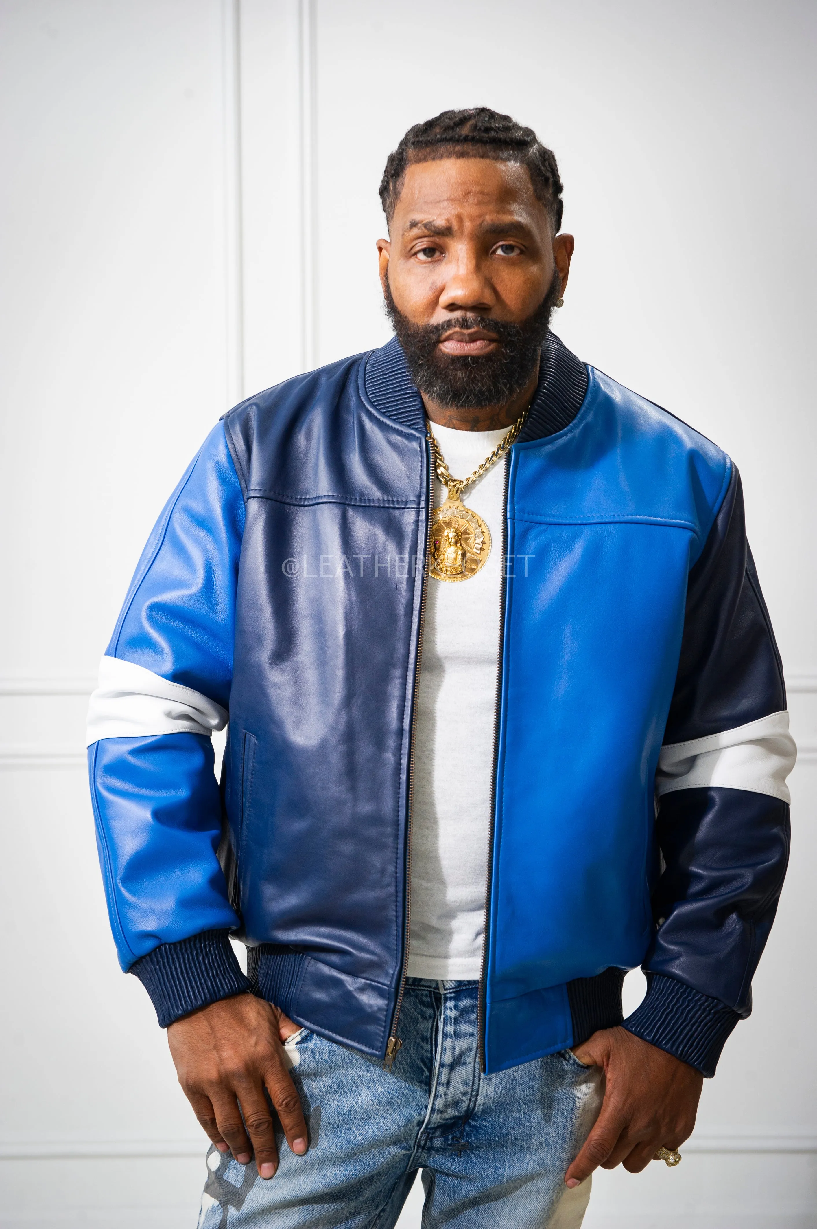 Men's Baseball Multi Color Jacket [Navy/Royal/White]