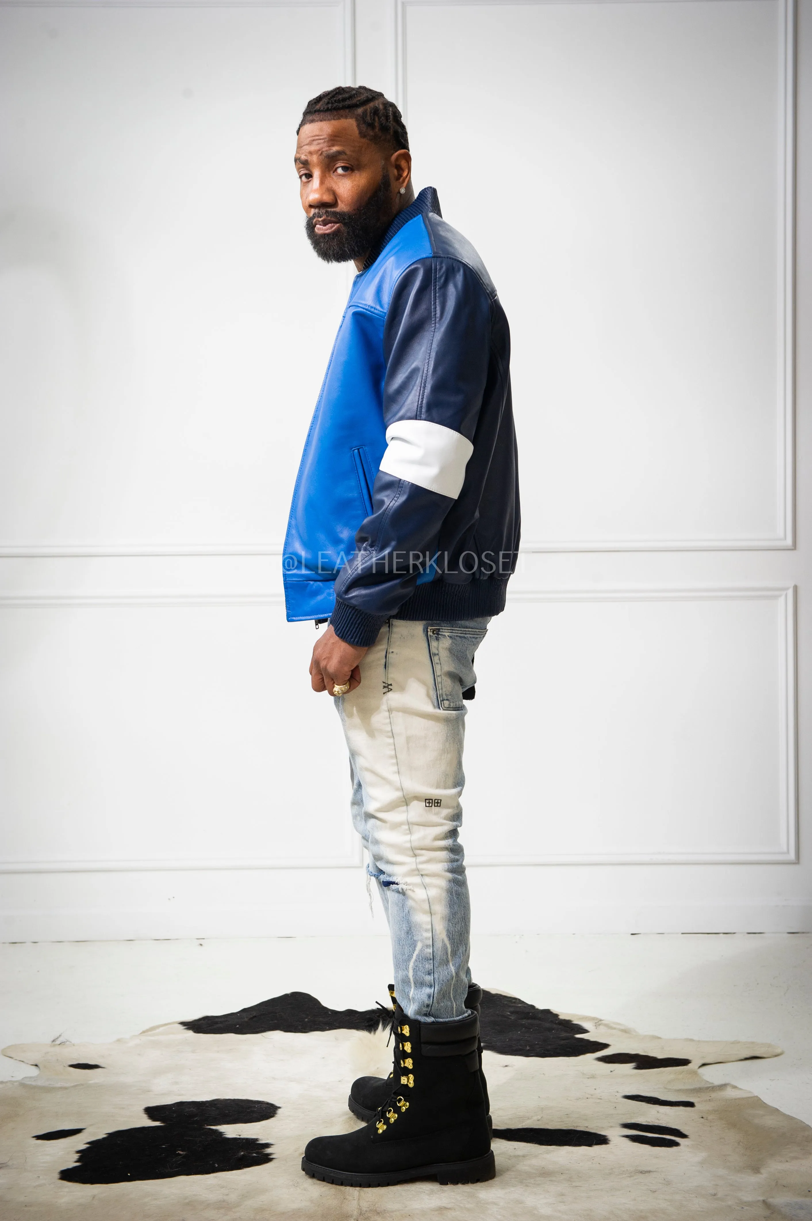 Men's Baseball Multi Color Jacket [Navy/Royal/White]