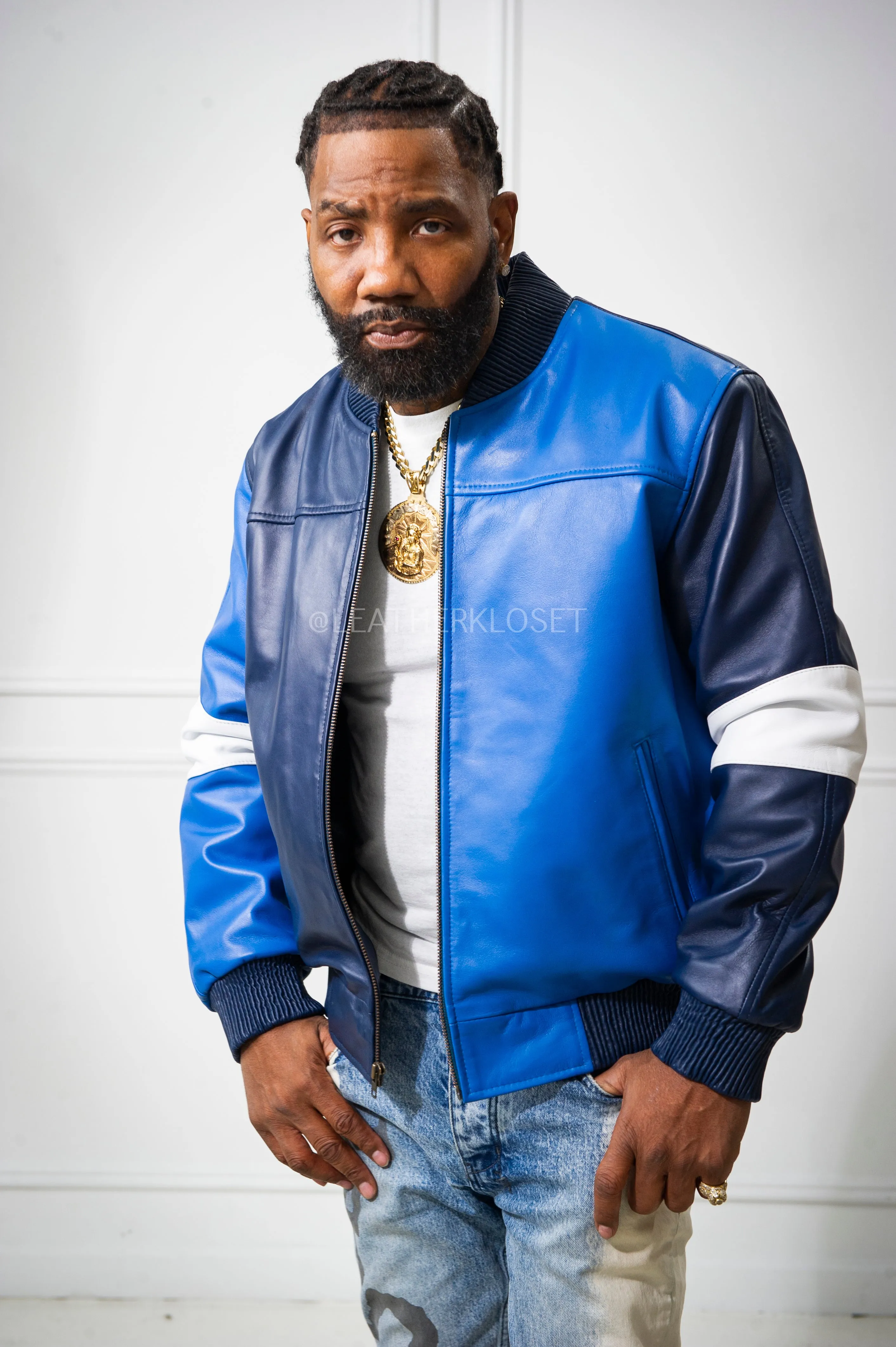 Men's Baseball Multi Color Jacket [Navy/Royal/White]