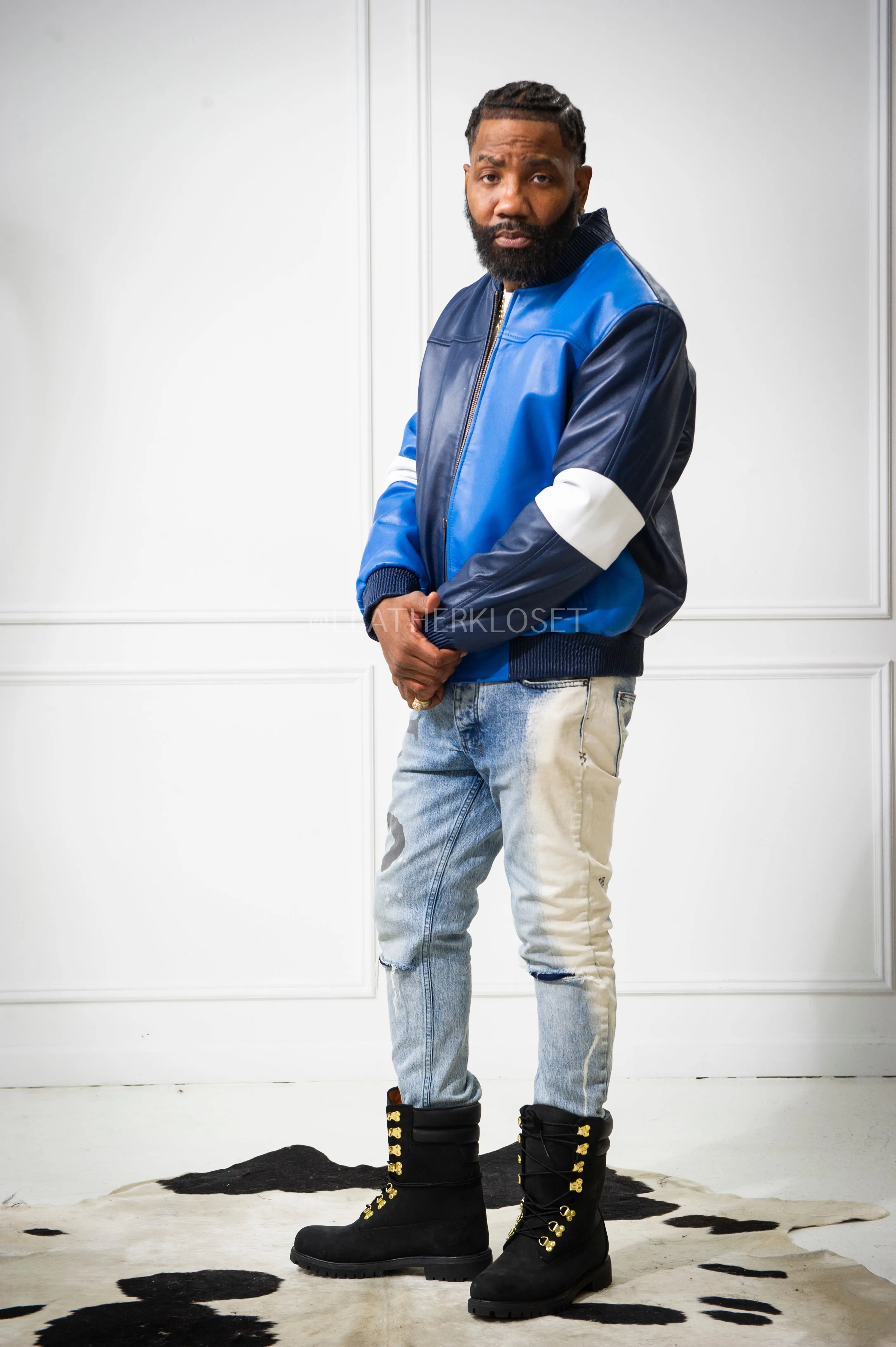 Men's Baseball Multi Color Jacket [Navy/Royal/White]