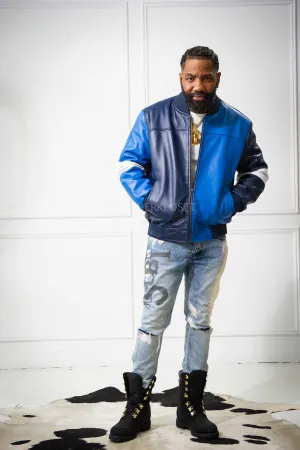 Men's Baseball Multi Color Jacket [Navy/Royal/White]