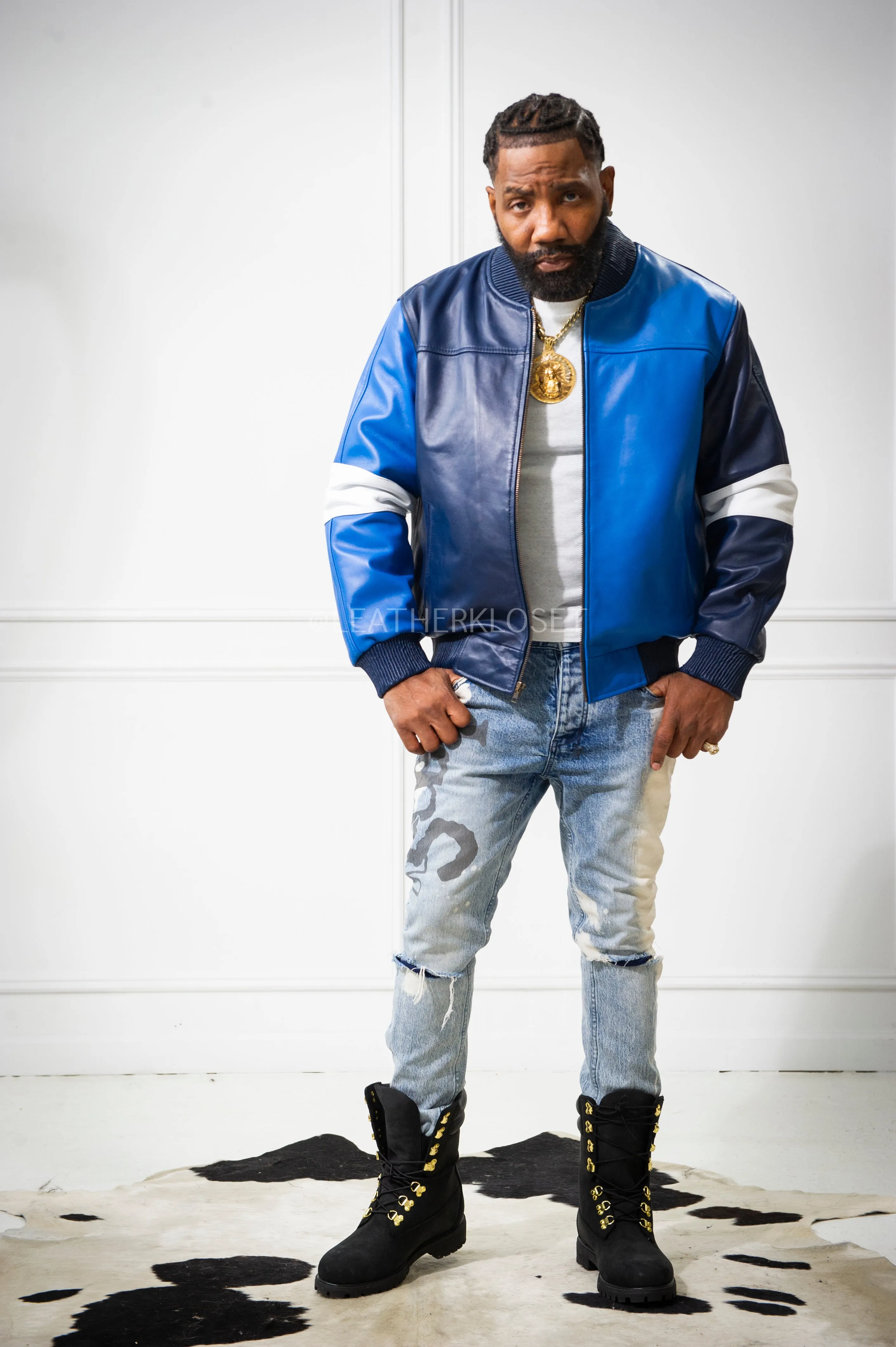 Men's Baseball Multi Color Jacket [Navy/Royal/White]