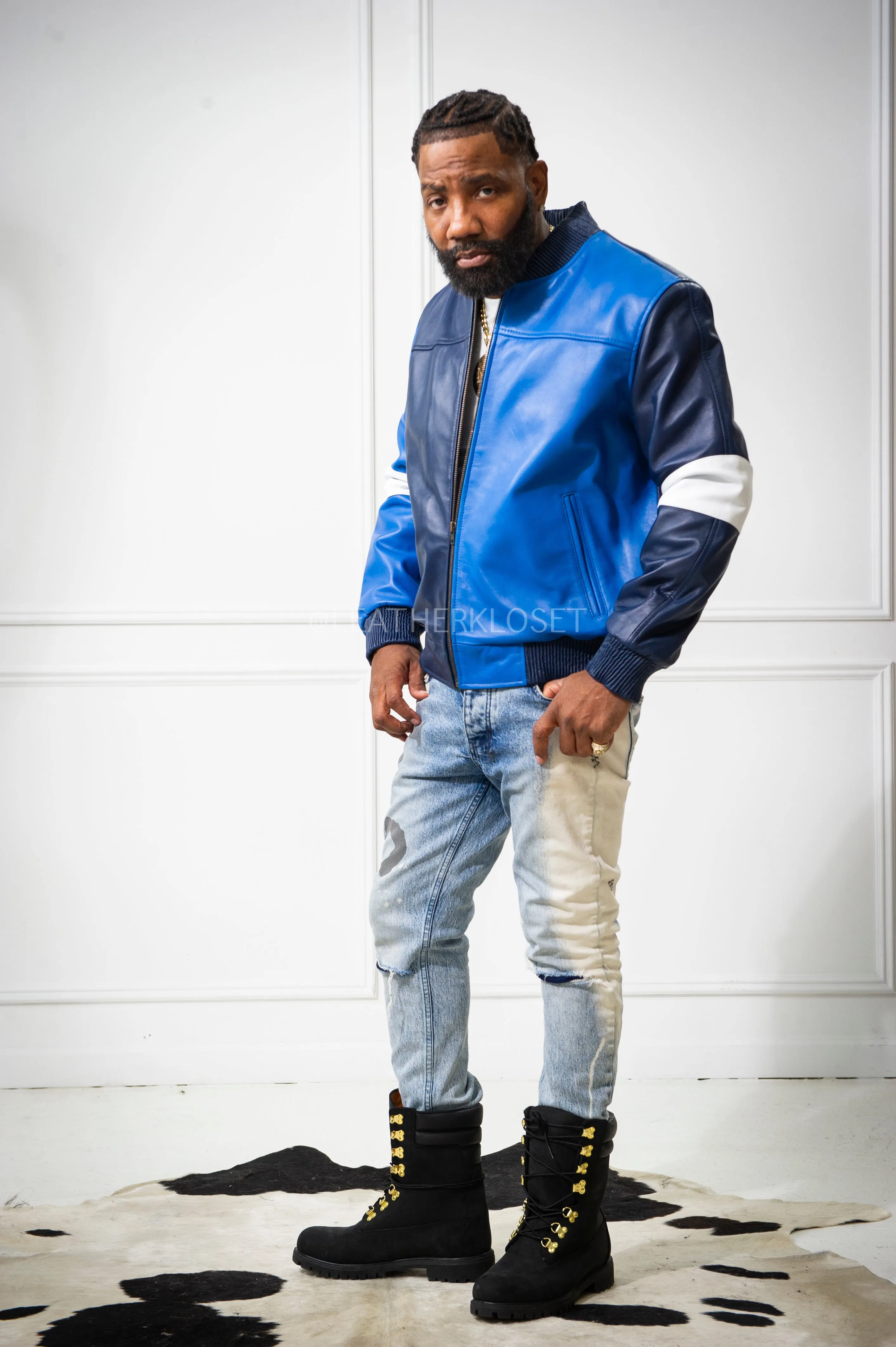 Men's Baseball Multi Color Jacket [Navy/Royal/White]