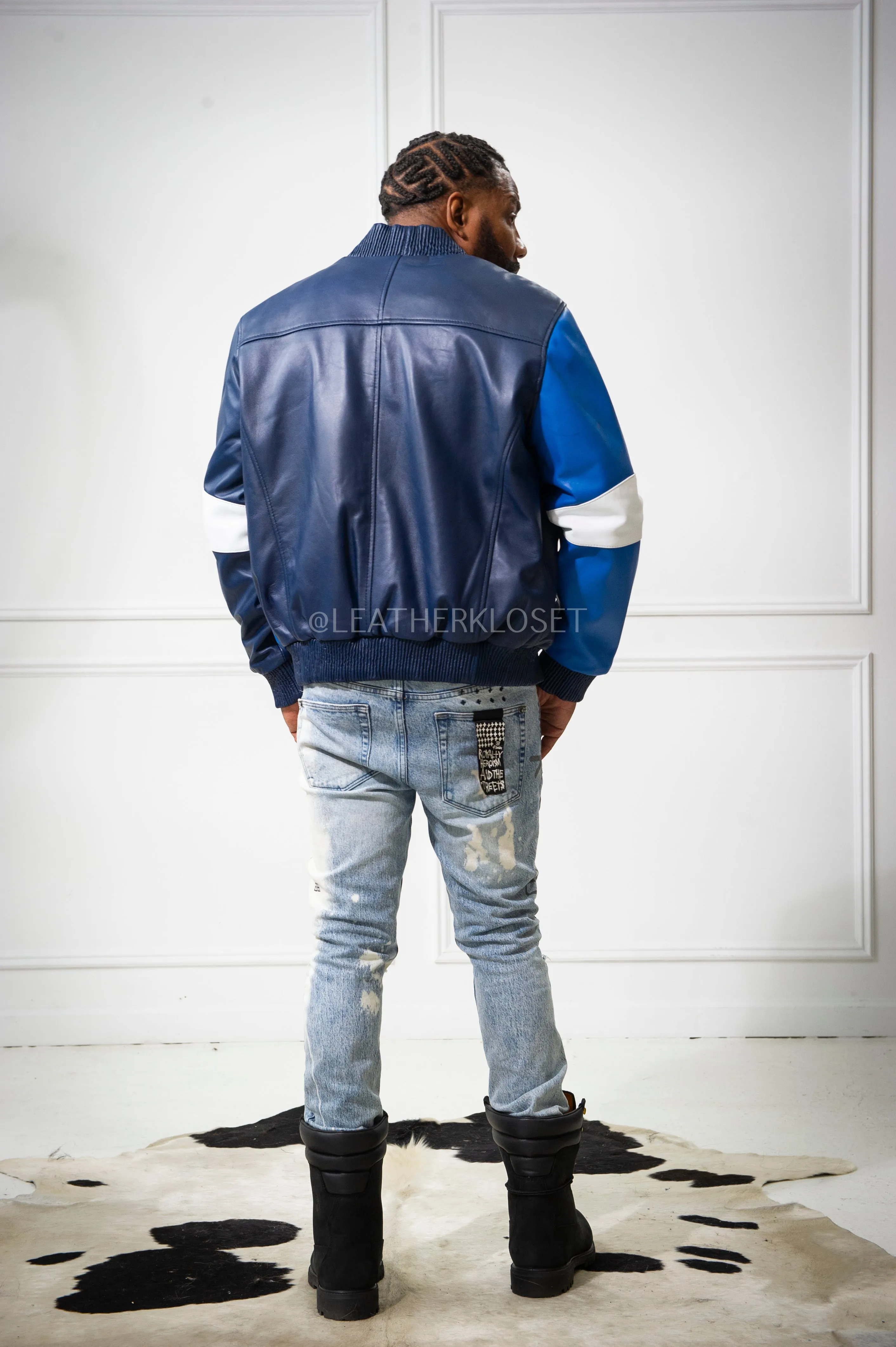 Men's Baseball Multi Color Jacket [Navy/Royal/White]