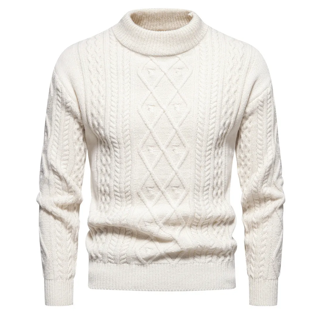 Men's Solid Color Round Neck Sweater Bottoming Shirt