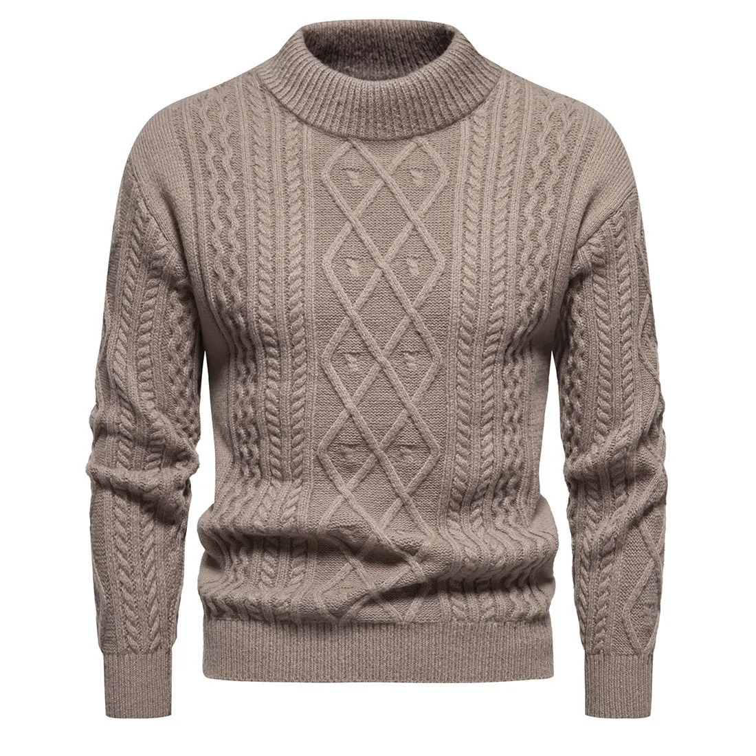 Men's Solid Color Round Neck Sweater Bottoming Shirt
