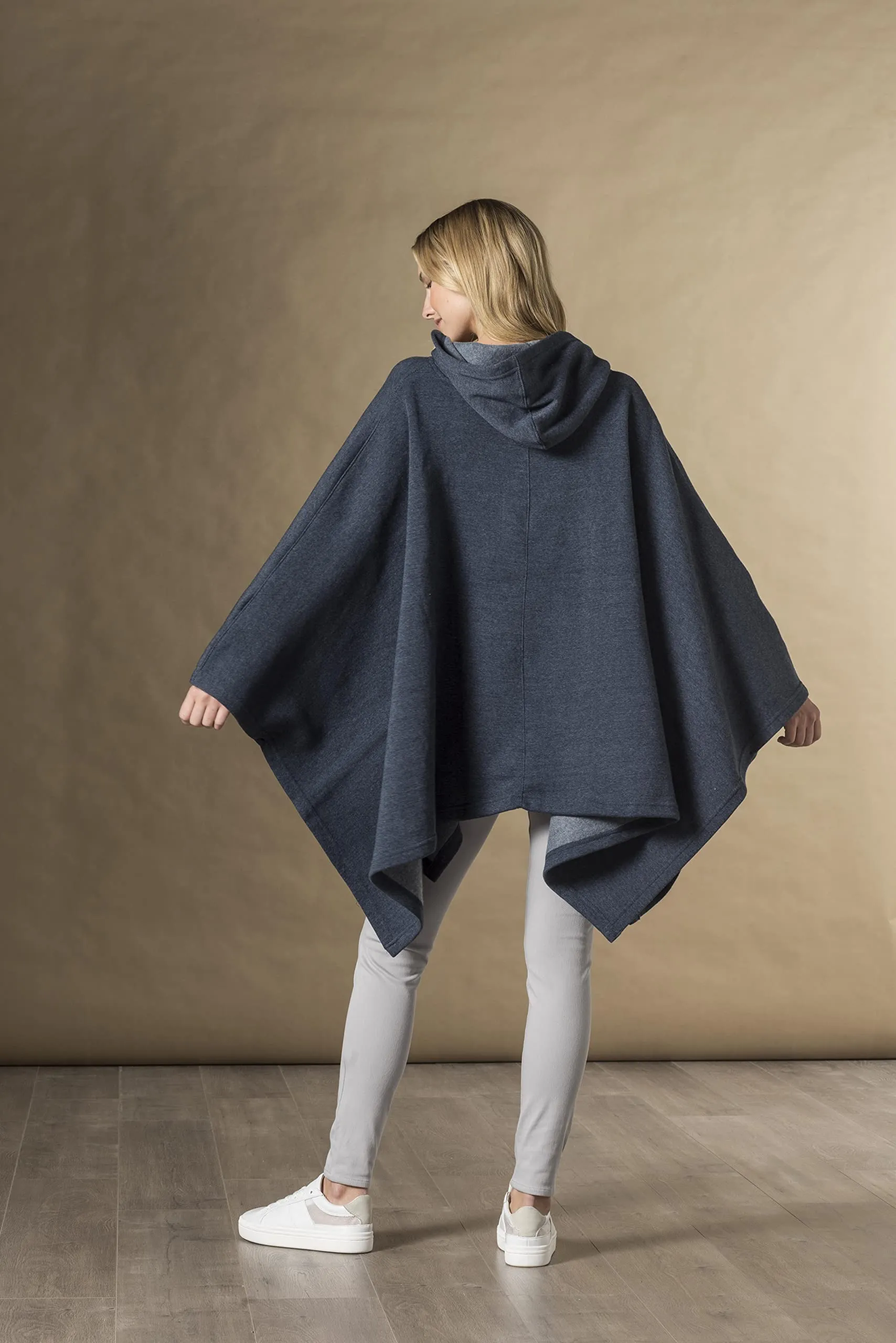 MV Sport Women's Cozy Navy Heather Poncho Hoodie