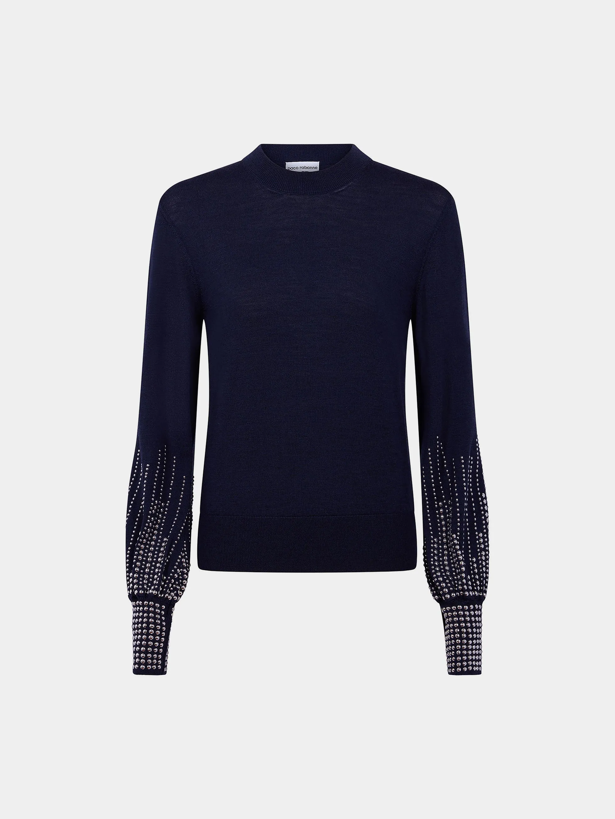 Navy stud-cuffs wool jumper