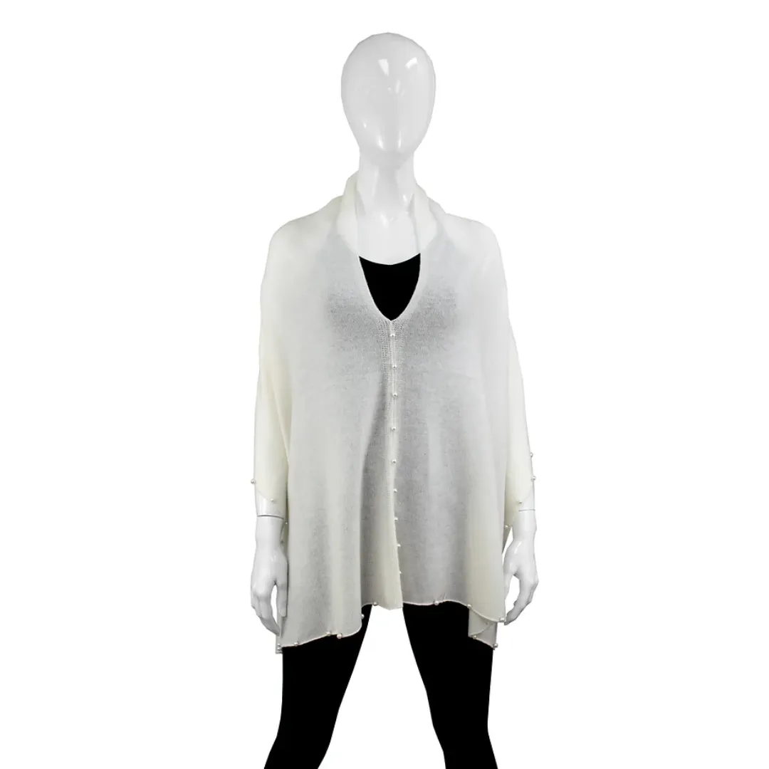 Poncho with Pearls Cashmere