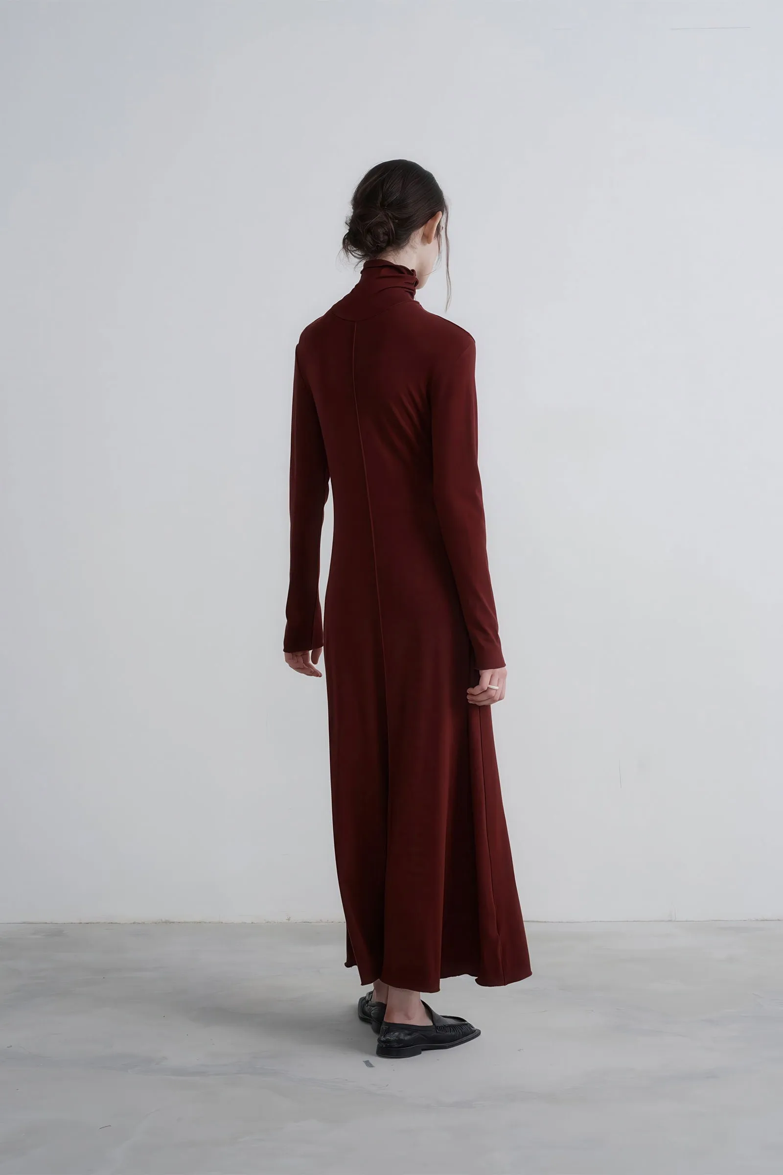 Refined Autumn Knit Turtleneck Maxi Dress